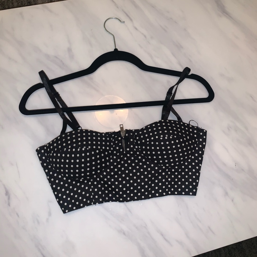 Polka dot cropped bustier LF top